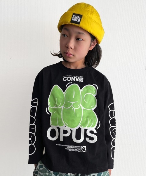 CONVEX(コンベックス)の「グラフィティ/ロングワイドTシャツ(Tシャツ/カットソー・キッズ・ブラック/オフホワイト/ベージュ/グレー・120cm/150cm/130cm/160cm/140cm)」の1枚目の写真