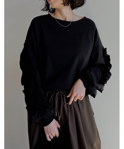 セール】[販売枚数8千枚突破！][1枚でこなれ見え]袖フリル長袖