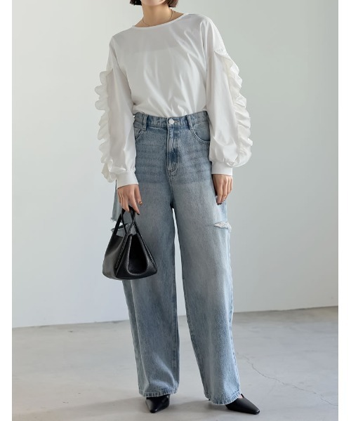 Re:EDIT 袖フリル長袖カットソー -ファッション通販 FASHION WALKER