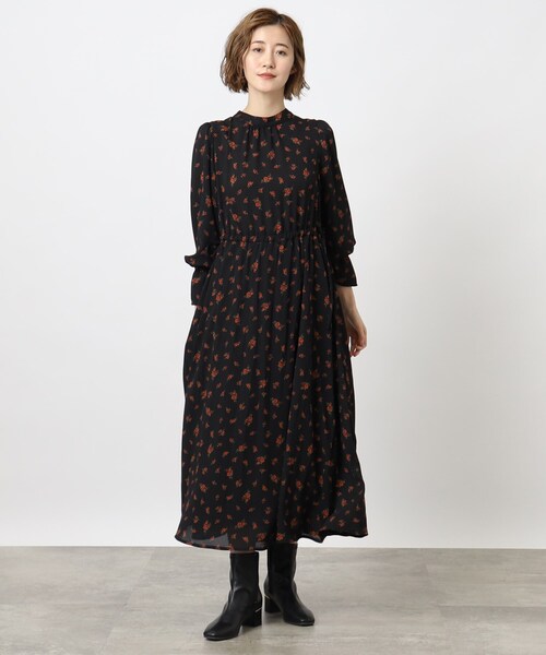 grove（グローブ）の「◆ヴィンテージライクなプリントワンピース（ワンピース・レディース・ブラウン系/ブラック・03/05/02/01/04）」の3枚目の写真