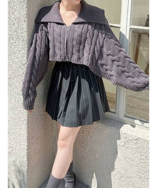 dazzlin（ダズリン）の「ビッグカラーケーブルZIPカーディガン（カーディガン/ボレロ・レディース・レッド/チャコールグレー/オフホワイト・FREE）」の15枚目の写真