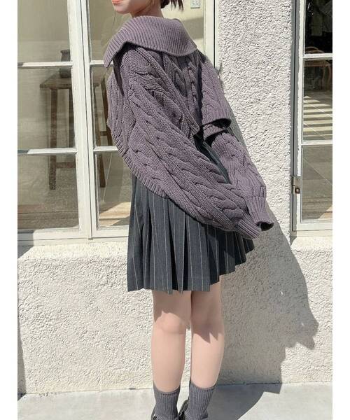 dazzlin（ダズリン）の「ビッグカラーケーブルZIPカーディガン（カーディガン/ボレロ・レディース・レッド/チャコールグレー/オフホワイト・FREE）」の12枚目の写真