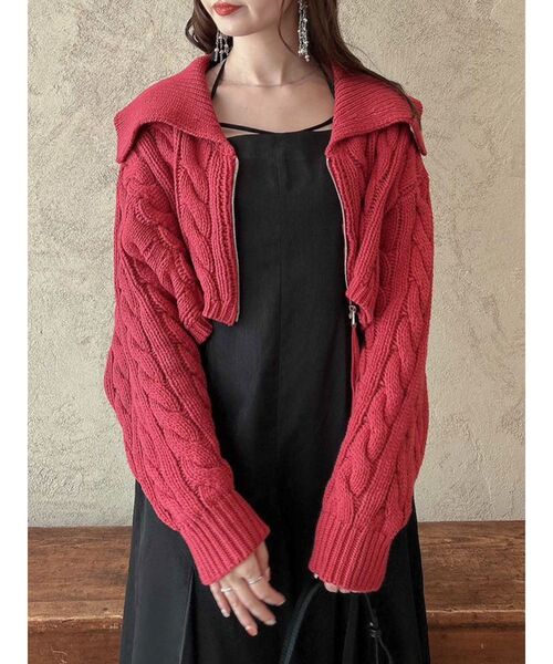 dazzlin（ダズリン）の「ビッグカラーケーブルZIPカーディガン