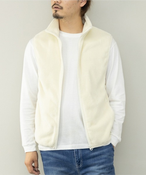 STYLEBLOCK(スタイルブロック)の「ボアフリースベスト(ベスト・メンズ・ブラック/アイボリー/ネイビー/チャコール・M/L/LL)」の2枚目の写真