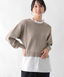 GLOBAL WORK | メルティ布帛ドッキングプルオーバー/906683(ニット/セーター)