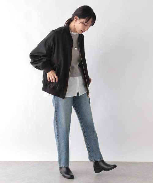 GLOBAL WORK(グローバルワーク)の「メルティ布帛ドッキングプルオーバー/906683(ニット/セーター・レディース・モカ/杢グレー/ブラック・MEDIUM/LARGE)」の11枚目の写真