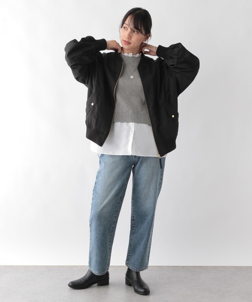 GLOBAL WORK(グローバルワーク)の「メルティ布帛ドッキングプルオーバー/906683(ニット/セーター・レディース・モカ/杢グレー/ブラック・MEDIUM/LARGE)」の12枚目の写真