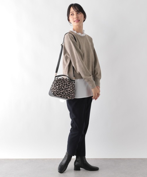 GLOBAL WORK(グローバルワーク)の「メルティ布帛ドッキングプルオーバー/906683(ニット/セーター・レディース・モカ/杢グレー/ブラック・MEDIUM/LARGE)」の16枚目の写真