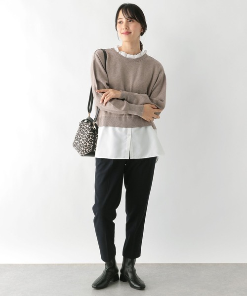 GLOBAL WORK(グローバルワーク)の「メルティ布帛ドッキングプルオーバー/906683(ニット/セーター・レディース・モカ/杢グレー/ブラック・MEDIUM/LARGE)」の17枚目の写真