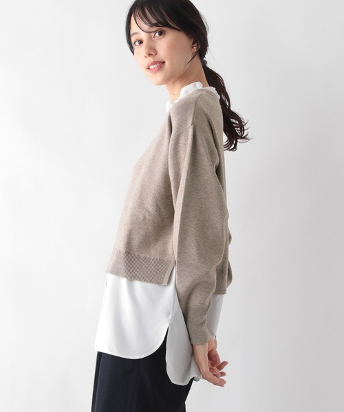 GLOBAL WORK(グローバルワーク)の「メルティ布帛ドッキングプルオーバー/906683(ニット/セーター・レディース・モカ/杢グレー/ブラック・MEDIUM/LARGE)」の20枚目の写真