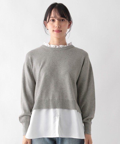 GLOBAL WORK(グローバルワーク)の「メルティ布帛ドッキングプルオーバー/906683(ニット/セーター・レディース・モカ/杢グレー/ブラック・MEDIUM/LARGE)」の21枚目の写真