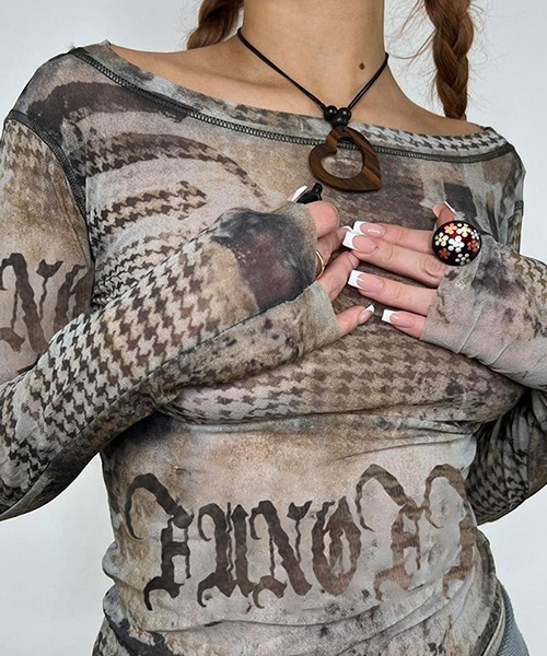 c.u.l(シーユーエル)の「ロゴプリント シアートップス culw582(Tシャツ/カットソー・レディース・ダークブラウン・M/S)」の10枚目の写真