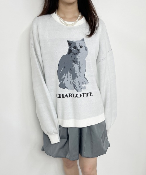 NICOLE CLUB（ニコル クラブ）の「猫ジャガードニットプルオーバー