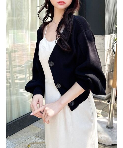 RESEXXY(リゼクシー)の「パフスリーブニットカーディガン(カーディガン/ボレロ・レディース・ブラック/ブルー/アイボリー・FREE)」の2枚目の写真