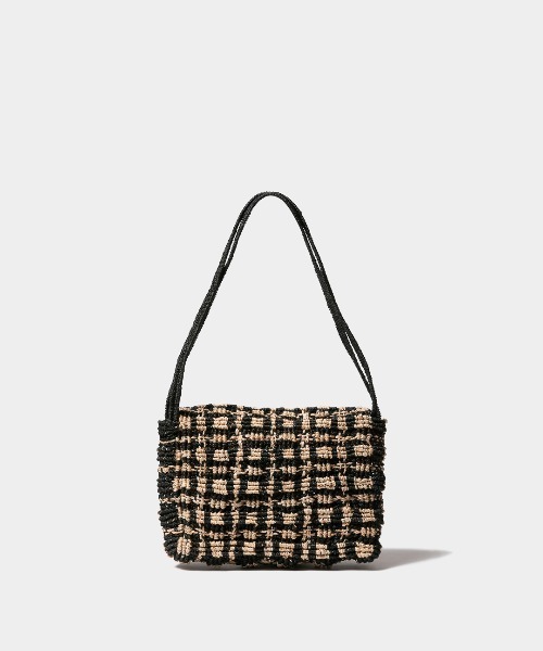 beautiful people（ビューティフルピープル）の「abaca knitting      compact shoulder bag（ショルダーバッグ・レディース・ピンク系その他/ブラック×ベージュ/イエロー×グリーン・FREE）」の4枚目の写真