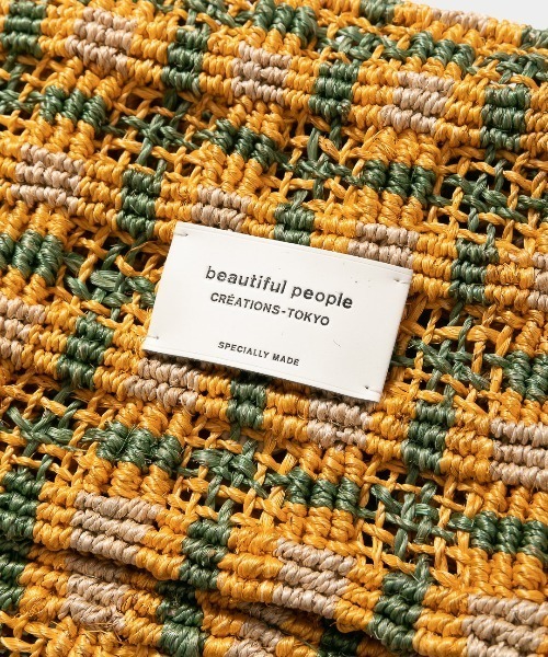 beautiful people（ビューティフルピープル）の「abaca knitting      compact shoulder bag（ショルダーバッグ・レディース・ピンク系その他/ブラック×ベージュ/イエロー×グリーン・FREE）」の6枚目の写真