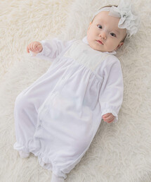 fillot de bebe reduction（フィヨデュベベルダクティオン）の「ベロアホワイト2WAYオール(50~75cm)（ロンパース・キッズ）」
