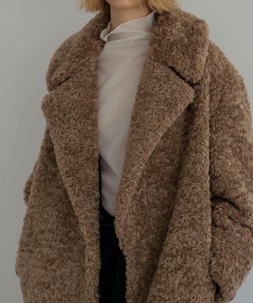 Long Boa Hooded Coat　X2568