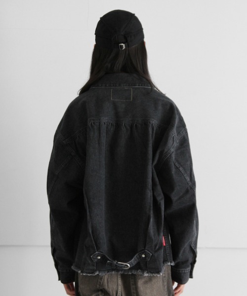 O(オー)の「NEONSIGN Cutaway front Denim jacket -Used-(デニムジャケット・メンズ・ブラック・46/44)」の3枚目の写真