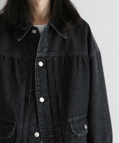 O(オー)の「NEONSIGN Cutaway front Denim jacket -Used-(デニムジャケット・メンズ・ブラック・46/44)」の4枚目の写真