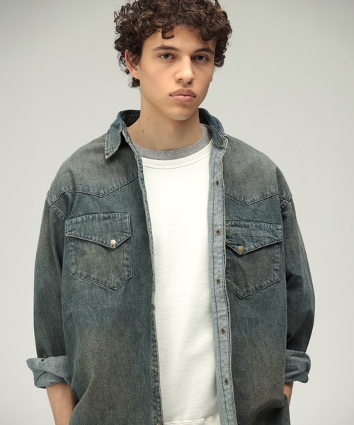 BEAMS PLUS（ビームスプラス）の「ダブルダイ デニム ウエスタン シャツ（シャツ/ブラウス・メンズ・ブルー/インディゴブルー・M/L/XL/S）」の2枚目の写真