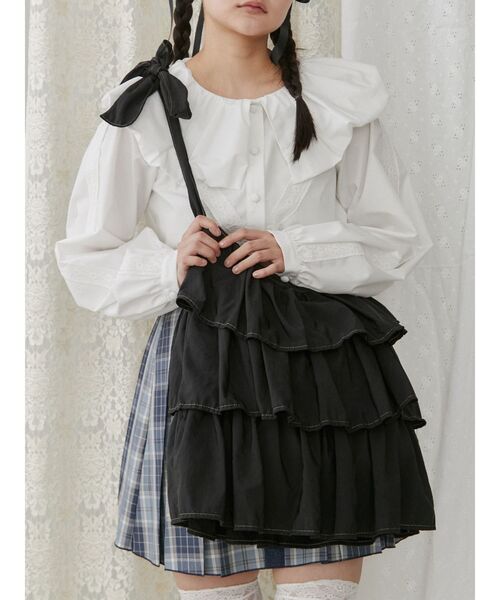 merry jenny（メリージェニー）の「frilly tote bag（ショルダーバッグ・レディース・ブラック/オフホワイト・FREE）」の7枚目の写真