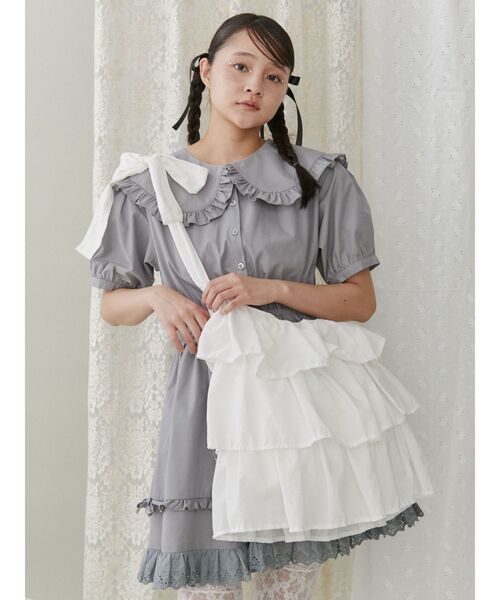 merry jenny（メリージェニー）の「frilly tote bag（ショルダーバッグ・レディース・ブラック/オフホワイト・FREE）」の13枚目の写真