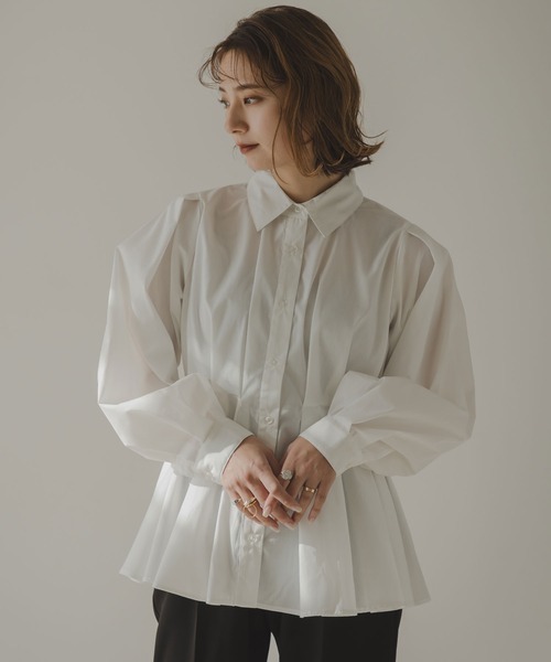 rectangle(レクタングル)の「ウエストタックペプラムシャツ(シャツ/ブラウス・レディース・ブラック/オフホワイト・MEDIUM)」の18枚目の写真
