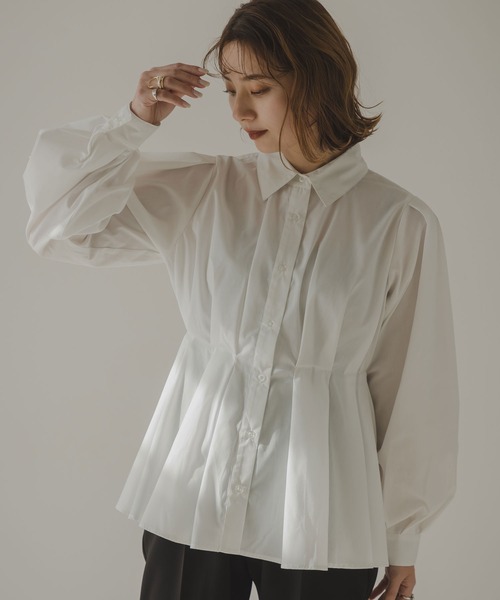 rectangle(レクタングル)の「ウエストタックペプラムシャツ(シャツ/ブラウス・レディース・ブラック/オフホワイト・MEDIUM)」の20枚目の写真