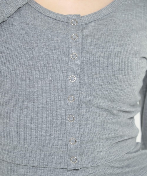 SPIRALGIRL（スパイラルガール）の「フロントボタン袖ギャザーアンサンブルトップス（Tシャツ/カットソー・レディース・イエロー/グレー/ブラック・FREE）」の10枚目の写真