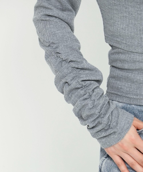 SPIRALGIRL（スパイラルガール）の「フロントボタン袖ギャザーアンサンブルトップス（Tシャツ/カットソー・レディース・イエロー/グレー/ブラック・FREE）」の11枚目の写真