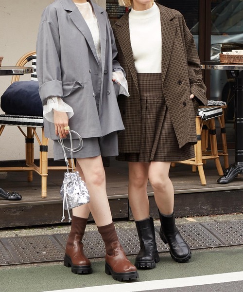 w closet（ダブルクローゼット）の「テーラードジャケット（テーラードジャケット・レディース・ベージュ/チェック/ライトグレー・FREE）」の6枚目の写真