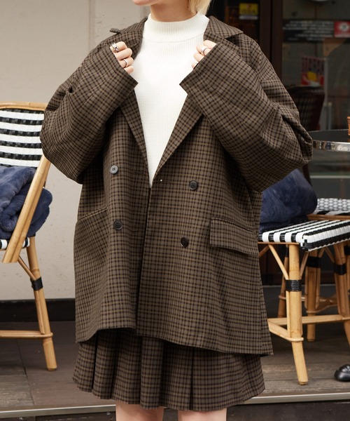 w closet（ダブルクローゼット）の「テーラードジャケット（テーラードジャケット・レディース・ベージュ/チェック/ライトグレー・FREE）」の19枚目の写真