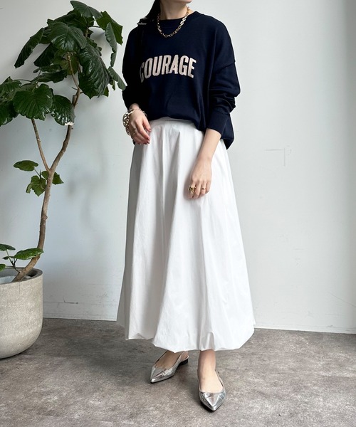 DouDou(ドゥドゥ)の「【前後2WAY】COURAGEロゴニット(ニット/セーター・レディース・オフホワイト/ライトグレー/ネイビー・FREE)」の22枚目の写真