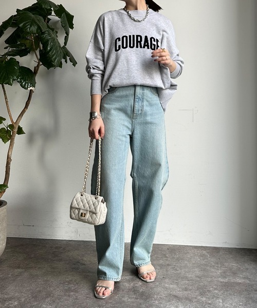 DouDou(ドゥドゥ)の「【前後2WAY】COURAGEロゴニット(ニット/セーター・レディース・オフホワイト/ライトグレー/ネイビー・FREE)」の14枚目の写真