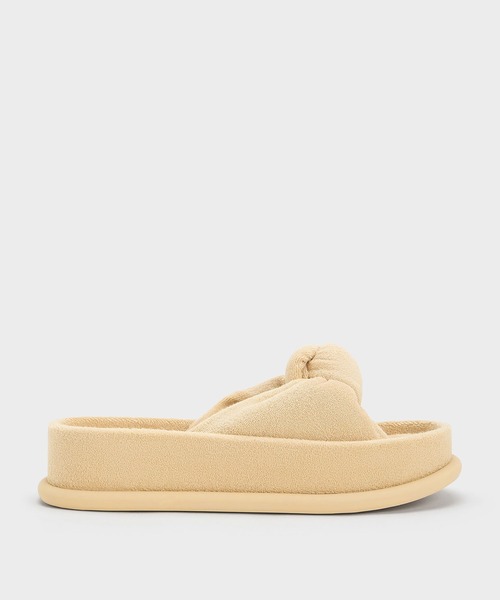 CHARLES & KEITH(チャールズ & キース)の「Loey ローイー テクスチャー ノットスライド(サンダル・レディース・ベージュ/ピンク・22.5cm/23cm/23.5cm/24.5cm/25cm/25.5cm)」の1枚目の写真
