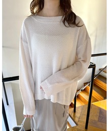 mysty woman | ボリュームスリーブカノコ編みプルオーバー　108220(Tシャツ/カットソー)