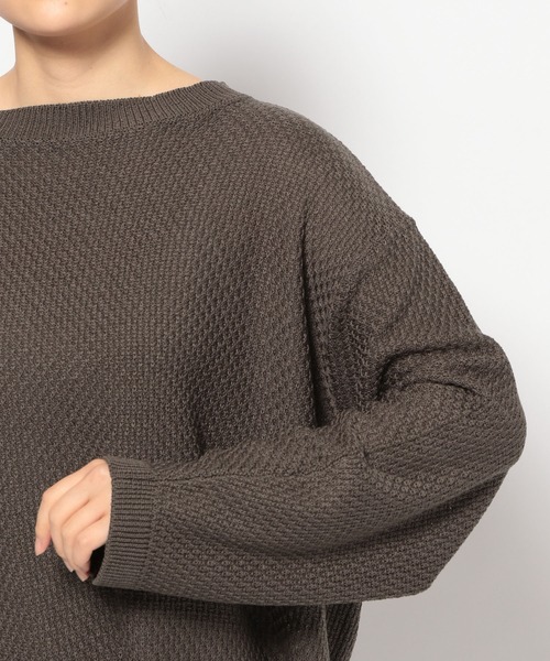 mysty woman(ミスティウーマン)の「ボリュームスリーブカノコ編みプルオーバー 108220(Tシャツ/カットソー・レディース・チャコールグレー/イエロー/アイボリー・FREE)」の14枚目の写真