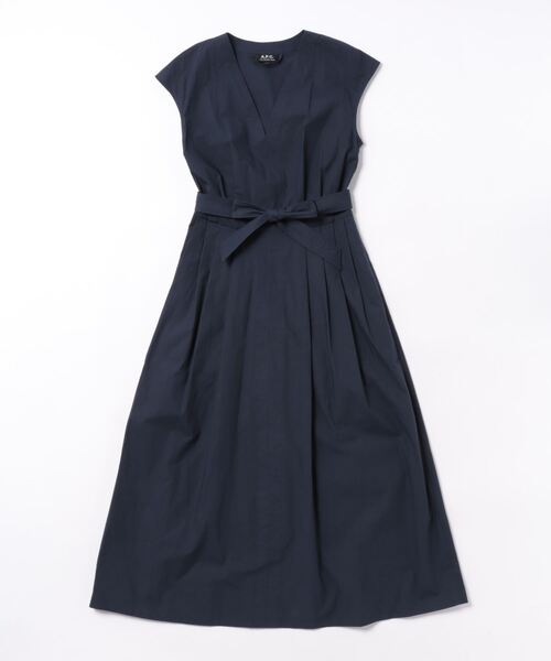 A.P.C. アーペーセー コットンVネックネイビーワンピース A.P.C. アーペーセー コットンVネックネイビーワンピース