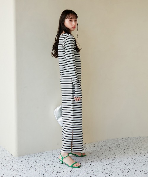 VIS（ビス）の「ジャガードマルチボーダーカットワンピ（ワンピース・レディース・ブラック系その他/グリーン系その他/ブルー系その他・FREE）」の11枚目の写真