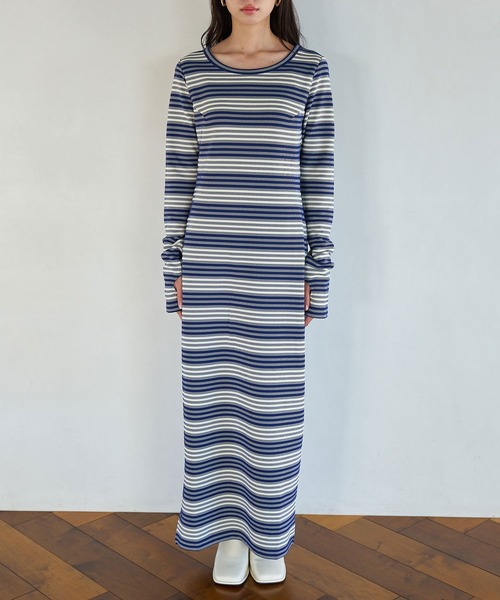 VIS（ビス）の「ジャガードマルチボーダーカットワンピ（ワンピース・レディース・ブラック系その他/グリーン系その他/ブルー系その他・FREE）」の22枚目の写真