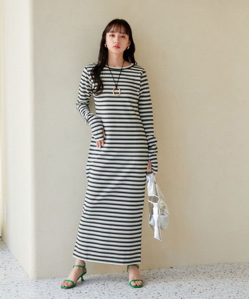 VIS（ビス）の「ジャガードマルチボーダーカットワンピ（ワンピース・レディース・ブラック系その他/グリーン系その他/ブルー系その他・FREE）」の13枚目の写真