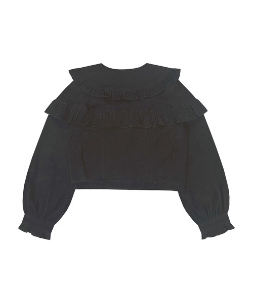 Honey Cinnamon（ハニーシナモン）の「くるみボタンフリルGジャン（その他アウター・レディース・インディゴブルー/ブラック・FREE）」の6枚目の写真