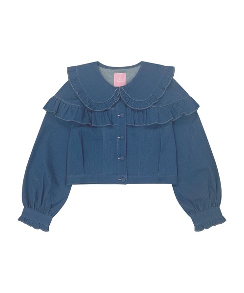 Honey Cinnamon（ハニーシナモン）の「くるみボタンフリルGジャン（その他アウター・レディース・インディゴブルー/ブラック・FREE）」の14枚目の写真
