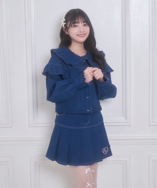 Honey Cinnamon（ハニーシナモン）の「くるみボタンフリルGジャン（その他アウター・レディース・インディゴブルー/ブラック・FREE）」の8枚目の写真