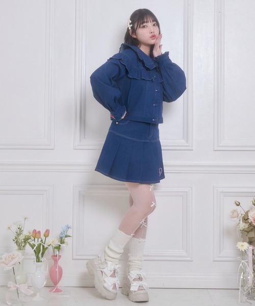 Honey Cinnamon（ハニーシナモン）の「くるみボタンフリルGジャン（その他アウター・レディース・インディゴブルー/ブラック・FREE）」の9枚目の写真