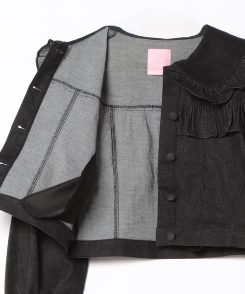 Honey Cinnamon（ハニーシナモン）の「くるみボタンフリルGジャン（その他アウター・レディース・インディゴブルー/ブラック・FREE）」の7枚目の写真