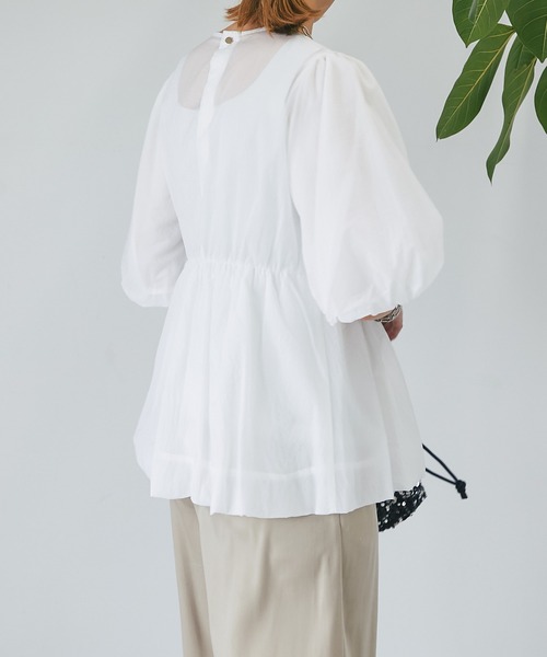 un dix cors（アンディコール）の「シアーオーガンブラウス（シャツ/ブラウス・レディース・オフホワイト/ネイビー/ブラウン・FREE）」の11枚目の写真