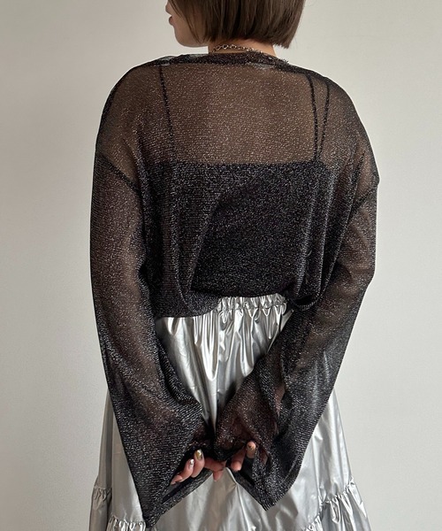 apres jour mignon（アプレジュールミニョン）の「ラメチュールシアートップス【ZOZOTOWN限定アイテム】（Tシャツ/カットソー・レディース・ピンク/パープル/ブラック/ブルー/グレー・フリー/X-LARGE）」の9枚目の写真