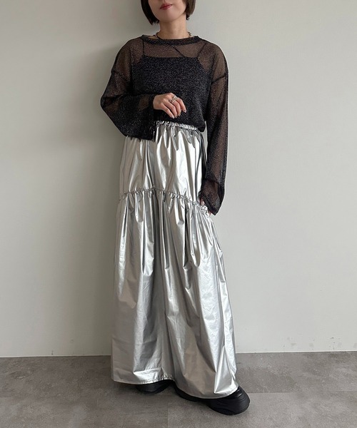 apres jour mignon（アプレジュールミニョン）の「ラメチュールシアートップス【ZOZOTOWN限定アイテム】（Tシャツ/カットソー・レディース・ピンク/パープル/ブラック/ブルー/グレー・フリー/X-LARGE）」の10枚目の写真